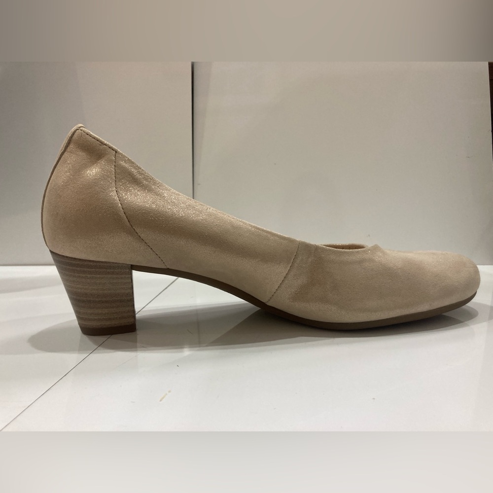 Gabor Dressy Shimmery Beige Wide Shoes with Block Heel Size 8 US 6 UK
